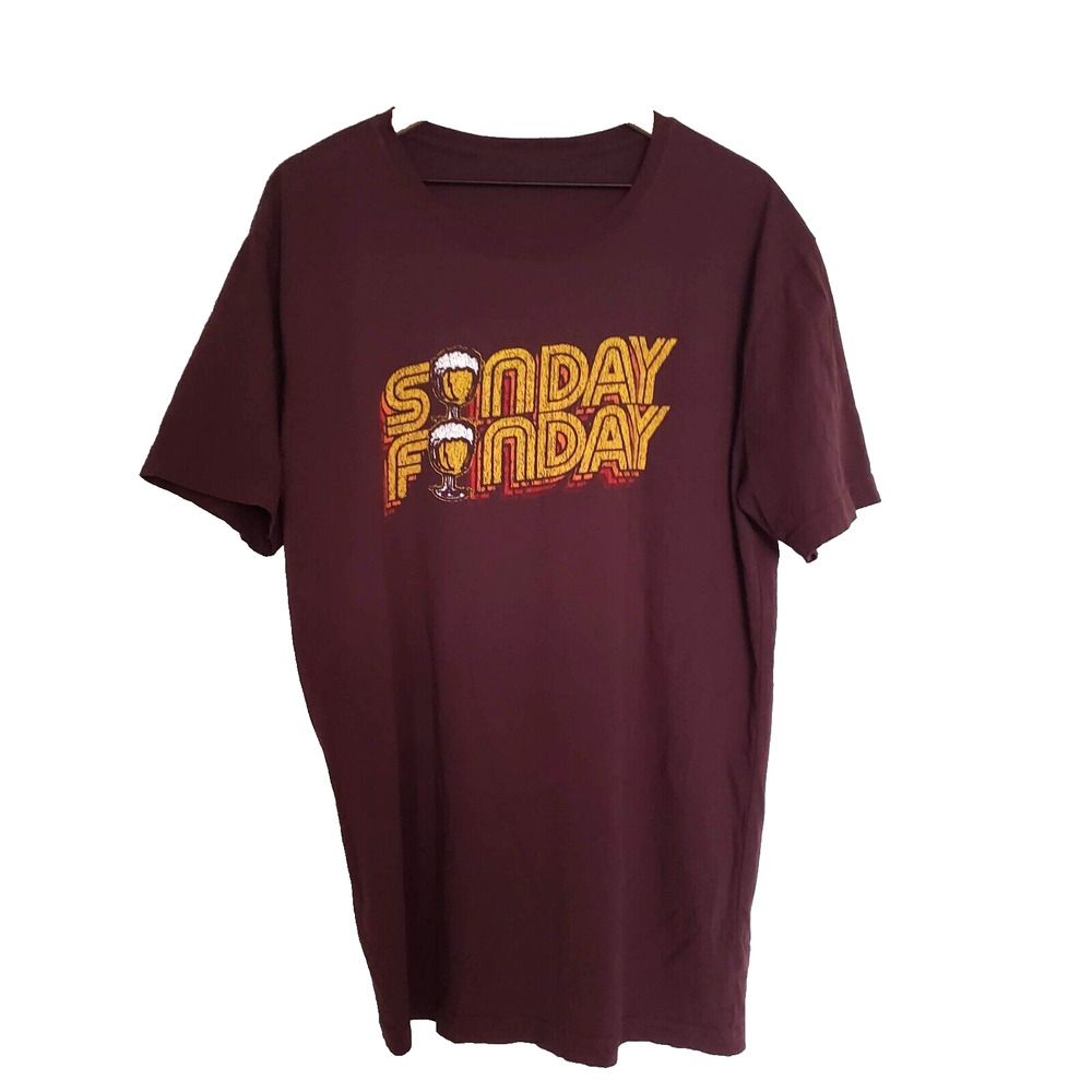Sunday Funday SIZE XL Mens Unisex Brown Frosty Bar T-Shirt Put-in-Bay, Ohio FLAW